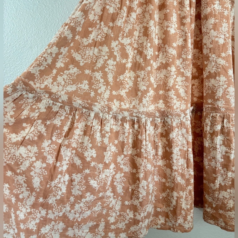 Free People Ellie Printed Maxi Dress Neutral Floral Boho Smocked S - Picture 11 of 14